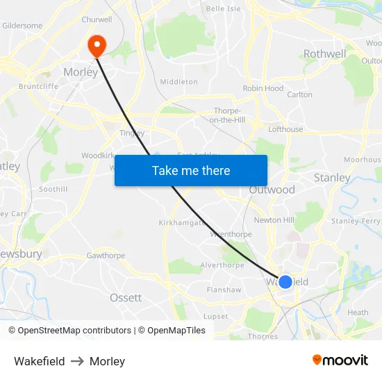 Wakefield to Morley map