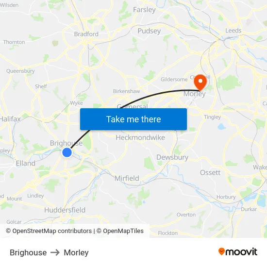 Brighouse to Morley map