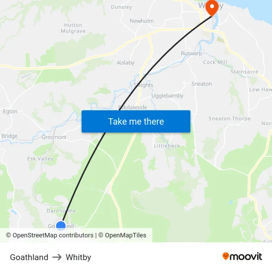 Goathland to Whitby map