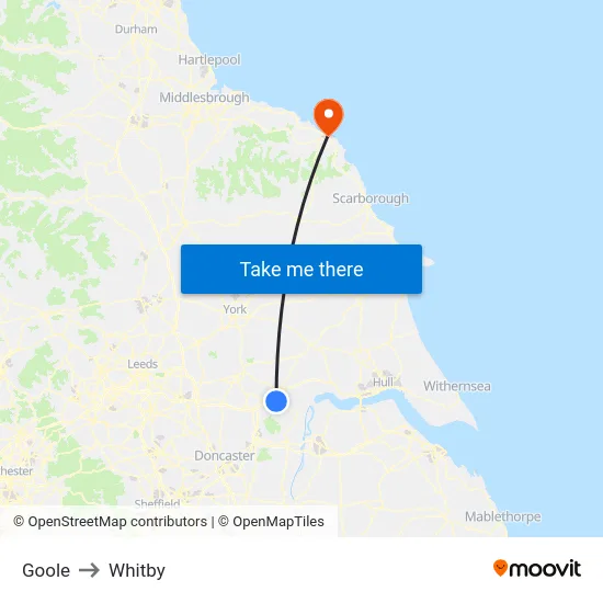 Goole to Whitby map