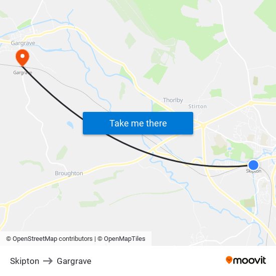 Skipton to Gargrave map