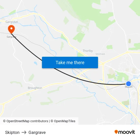 Skipton to Gargrave map