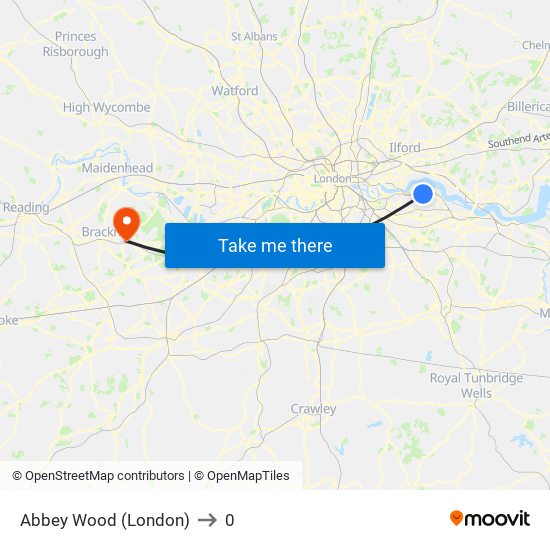 Abbey Wood (London) to 0 map