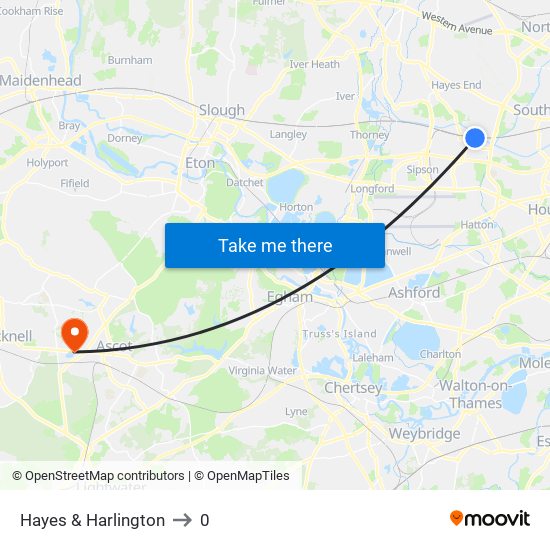 Hayes & Harlington to 0 map