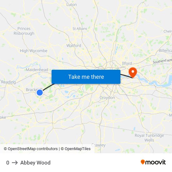 0 to Abbey Wood map