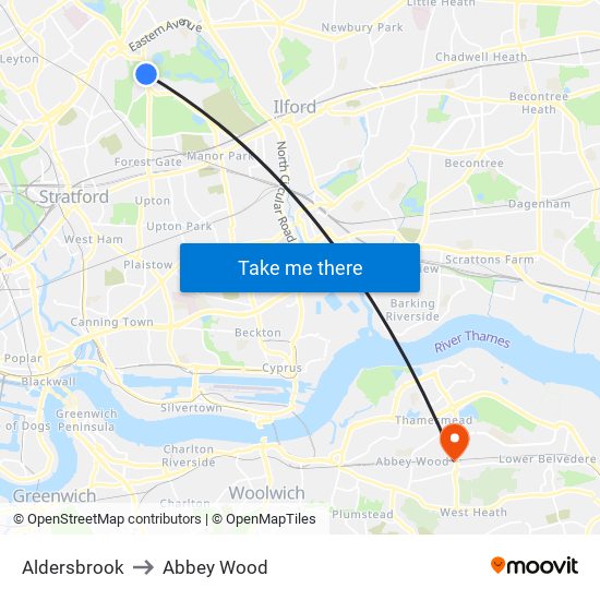 Aldersbrook to Abbey Wood map