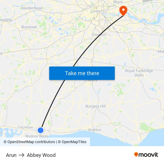 Arun to Abbey Wood map