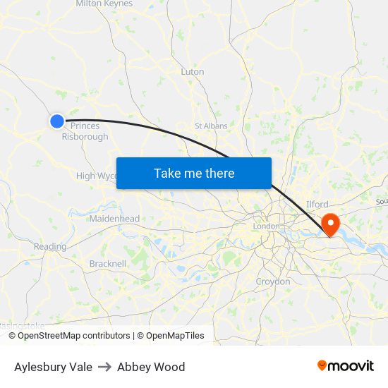 Aylesbury Vale to Abbey Wood map