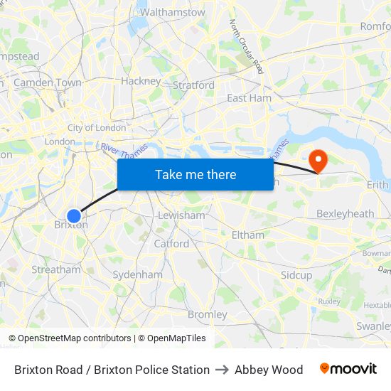 Brixton Road / Brixton Police Station to Abbey Wood map