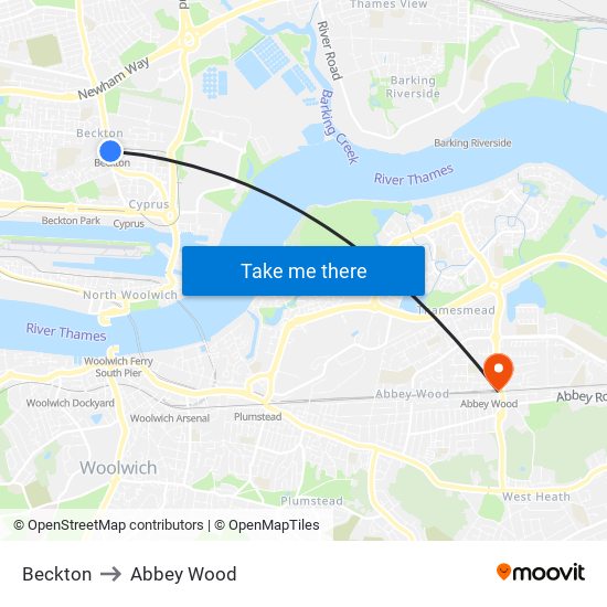 Beckton to Abbey Wood map