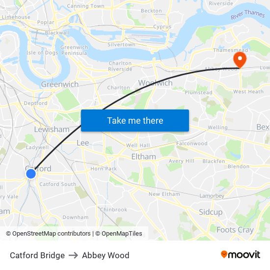 Catford Bridge to Abbey Wood map