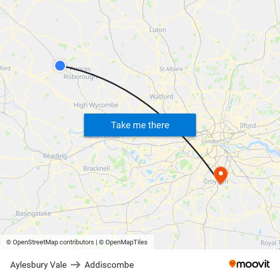 Aylesbury Vale to Addiscombe map