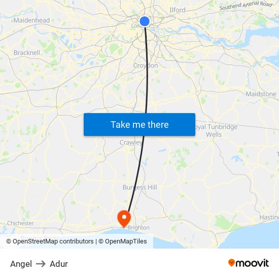 Angel to Adur map