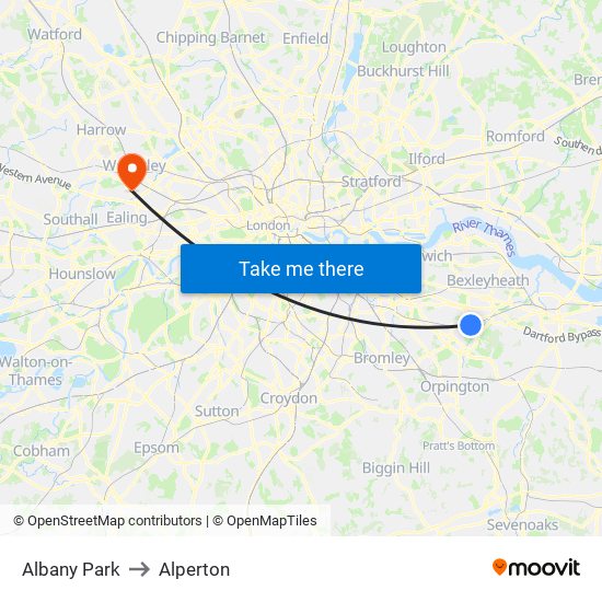 Albany Park to Alperton map