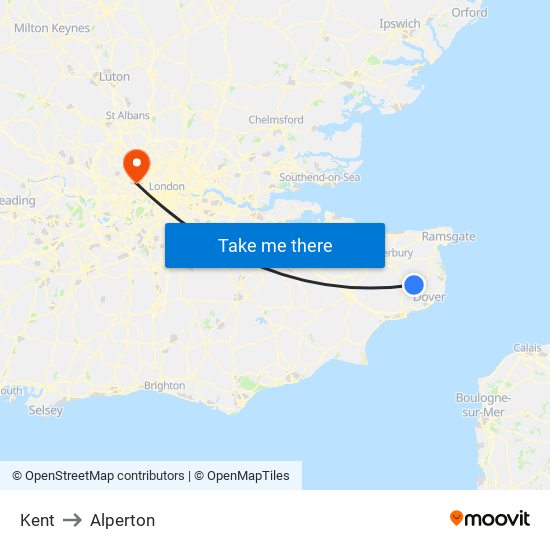 Kent to Alperton map