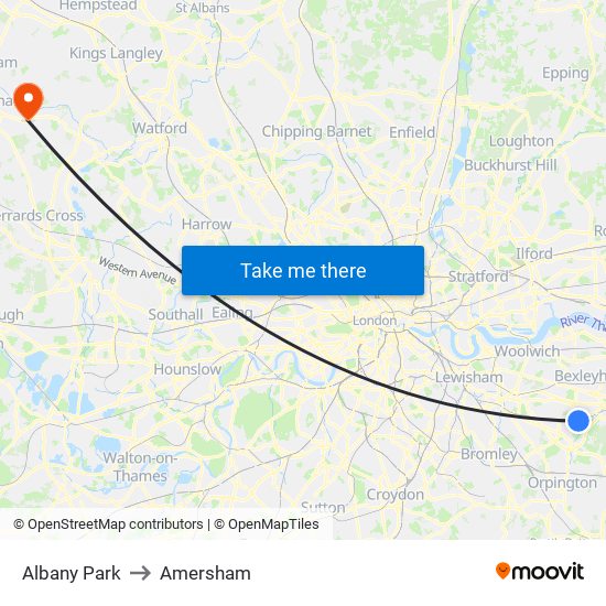 Albany Park to Amersham map