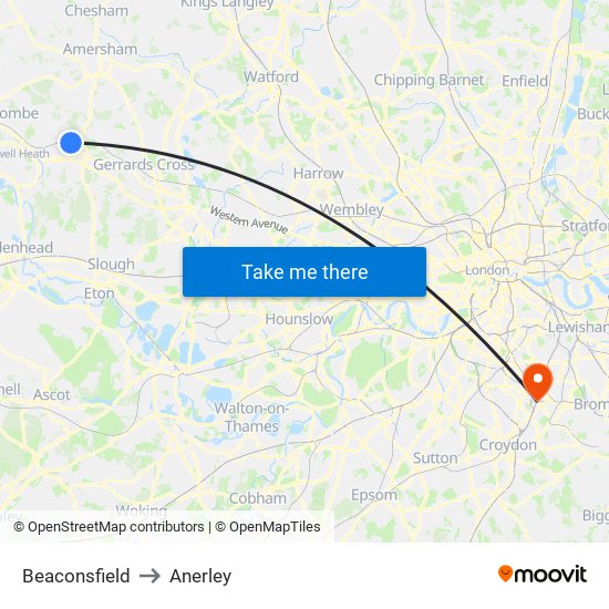 Beaconsfield to Anerley map