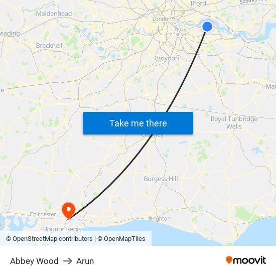 Abbey Wood to Arun map