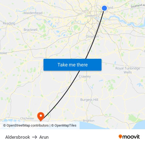 Aldersbrook to Arun map
