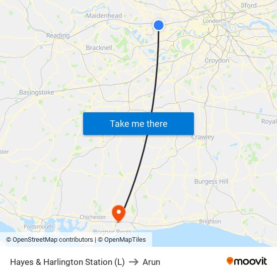 Hayes & Harlington Station (L) to Arun map