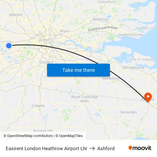 Easirent London Heathrow Airport Lhr to Ashford map