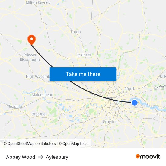 Abbey Wood to Aylesbury map