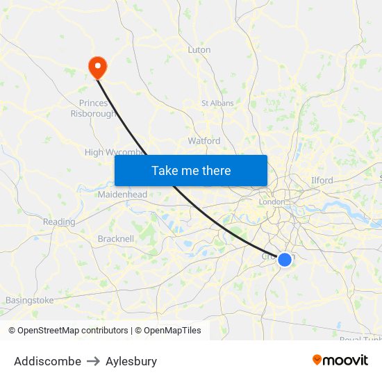 Addiscombe to Aylesbury map