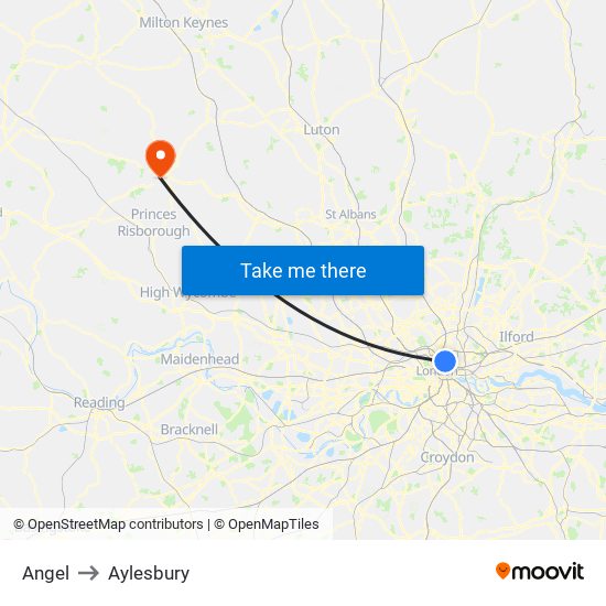 Angel to Aylesbury map