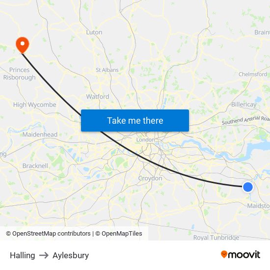 Halling to Aylesbury map