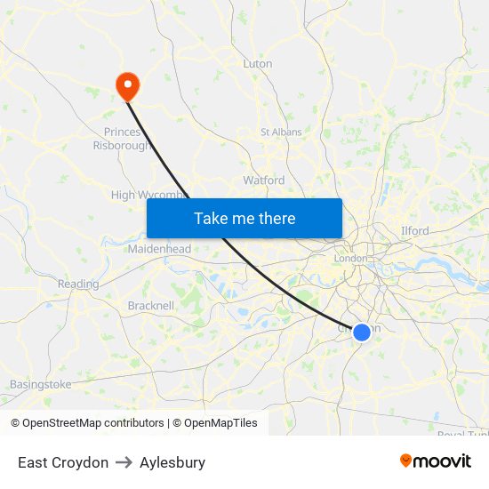 East Croydon to Aylesbury map