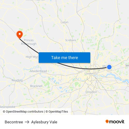 Becontree to Aylesbury Vale map