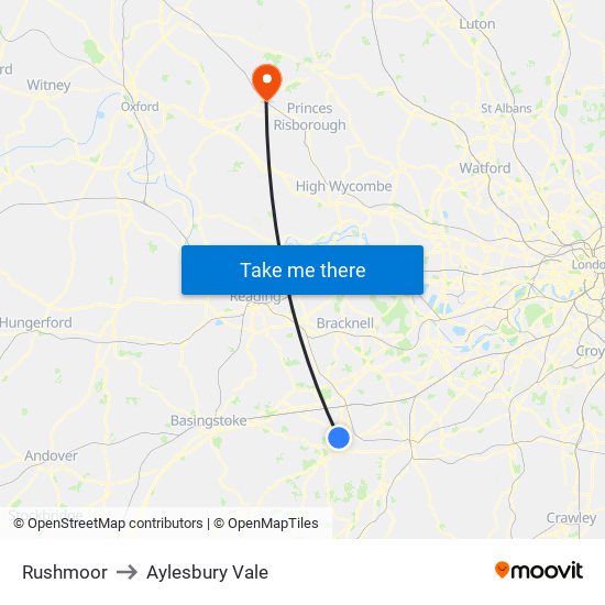 Rushmoor to Aylesbury Vale map