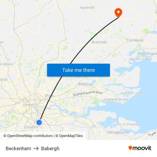 Beckenham to Babergh map