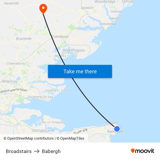 Broadstairs to Babergh map