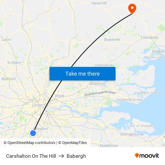 Carshalton On The Hill to Babergh map