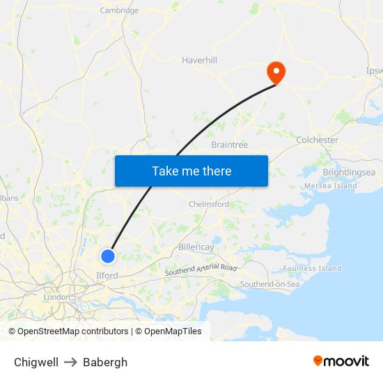 Chigwell to Babergh map