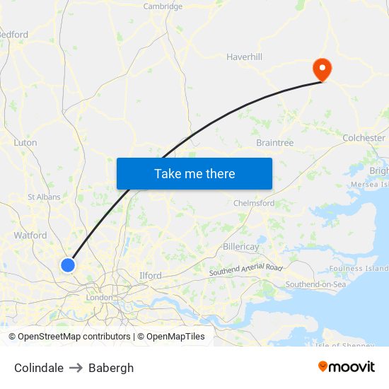 Colindale to Babergh map