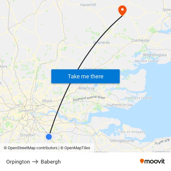 Orpington to Babergh map