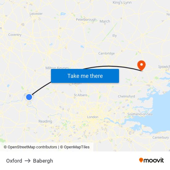 Oxford to Babergh map