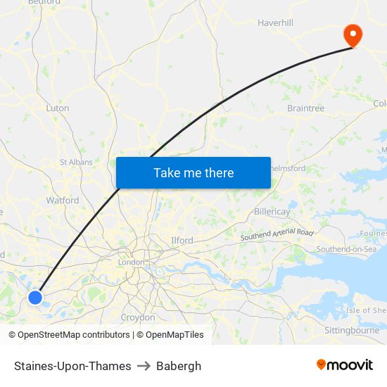 Staines-Upon-Thames to Babergh map