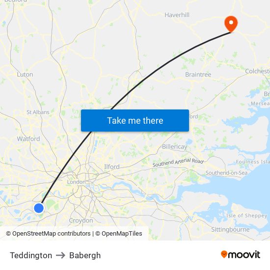 Teddington to Babergh map