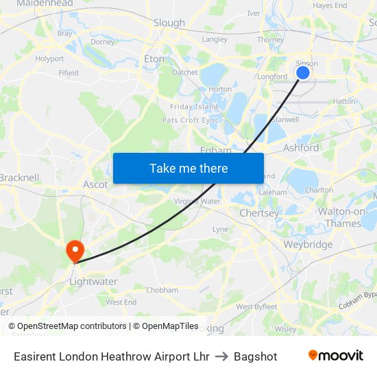 Easirent London Heathrow Airport Lhr to Bagshot map