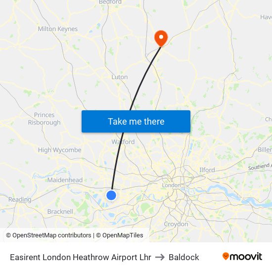 Easirent London Heathrow Airport Lhr to Baldock map