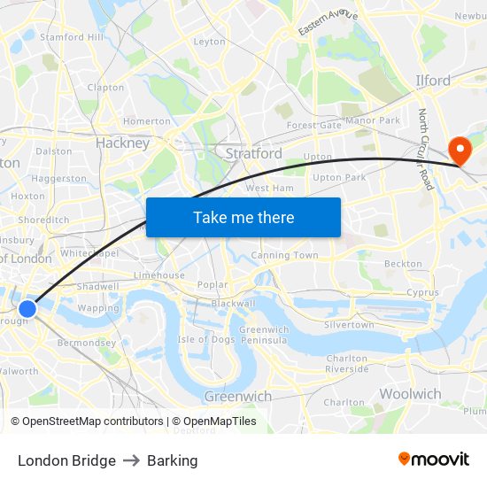 London Bridge to Barking map