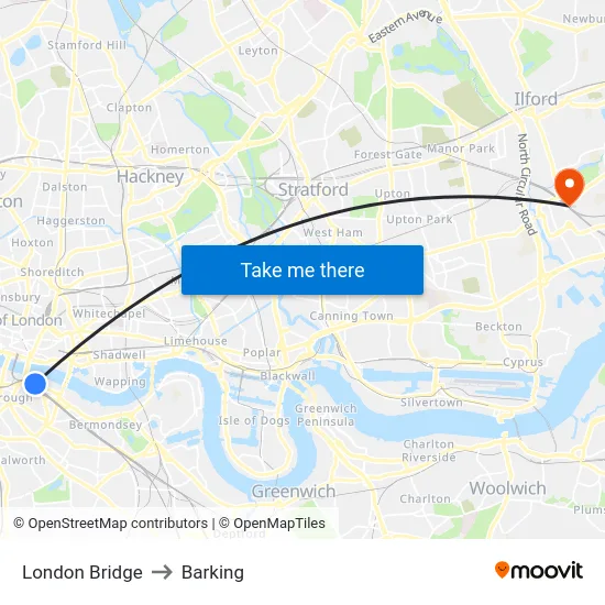 London Bridge to Barking map