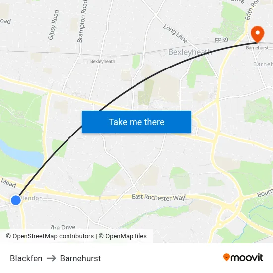 Blackfen to Barnehurst map