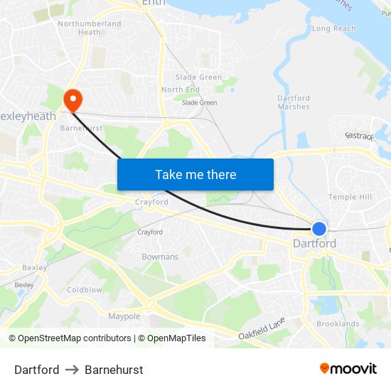 Dartford to Barnehurst map