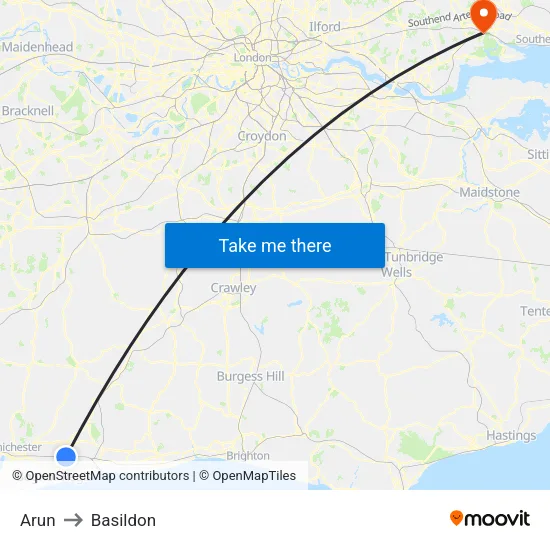 Arun to Basildon map