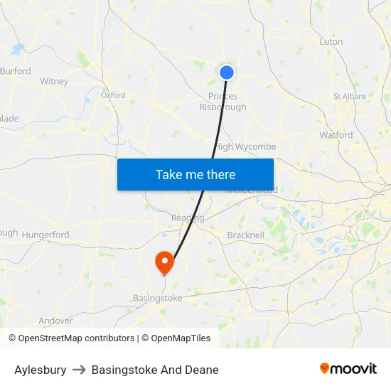 Aylesbury to Basingstoke And Deane map