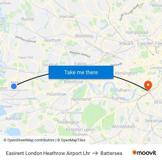 Easirent London Heathrow Airport Lhr to Battersea map